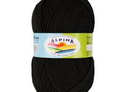 Пряжа ALPINA VERA №02 черная 55% акрил, 45% хлопок 5 шт х 100 гр, 280 м +/- 15 м
