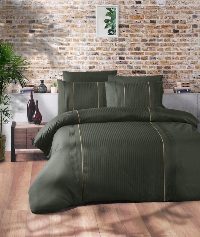 Постельное белье из DELUXE DARK ранфорса KARVEN N028 ELEGANT DARK GREEN 50х70 (2шт) 1,5-спальное