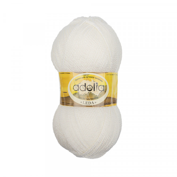 Пряжа ADELIA LEDA №210 белая 99% акрил, 1% люрекс, 5 шт х 100 гр, 340 м +/- 8 м