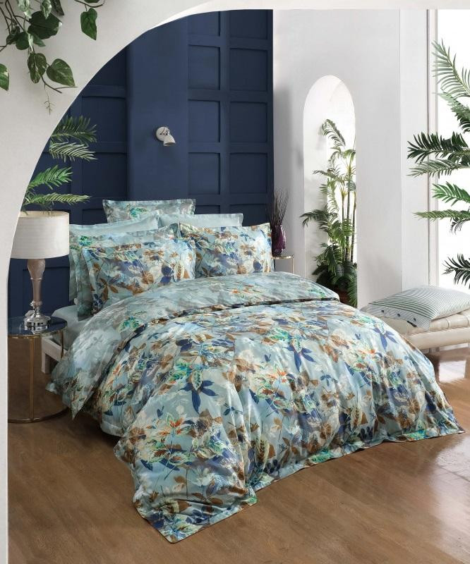 Постельное белье из сатина де люкс SAREV 300TC N082 EMILY V1-YESIL 50х70 (4шт) евро