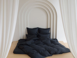 Постельное белье с простыней на резинке 160х200 GERMAN GRASS BLACK BRILLIANT GRASS 50х70 (2шт) 1,5-спальное