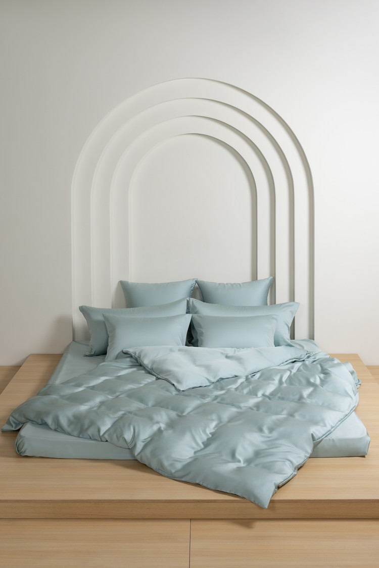 Постельное белье с простыней на резинке 180х200 GERMAN GRASS SEA WAVE BRILLIANT GRASS 50х70 (2шт), 70х70 (2шт) евро