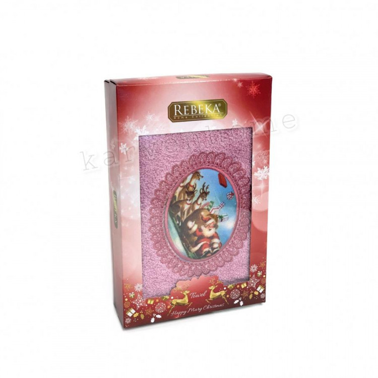 Полотенце махровое хлопковое KARVEN HS1710 REBEKA НОВЫЙ ГОД V2 лиловое 50х90