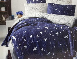 Постельное белье из ранфорса KARVEN N022 FREEDOM NAVY BLUE 50х70 (1шт), 70х70 (1шт) 1,5-спальное