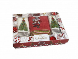 Набор кухонных полотенец хлопковых KARVEN HM742 НОВЫЙ ГОД V1 50х70 (3шт)