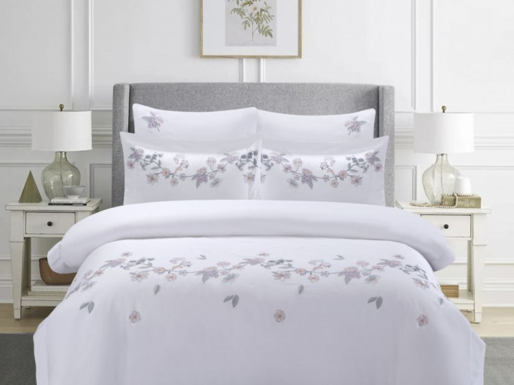 Постельное белье из египетского хлопка Premium с вышивкой ASABELLA Акварельные каскады 50х70 (2шт) и 70х70 (2шт) евро