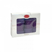 Набор полотенец махровых хлопковых KARVEN HS1693 INDIA DAMAKS V8 темно-лиловый 50х90 (1шт), 70х140 (1шт)