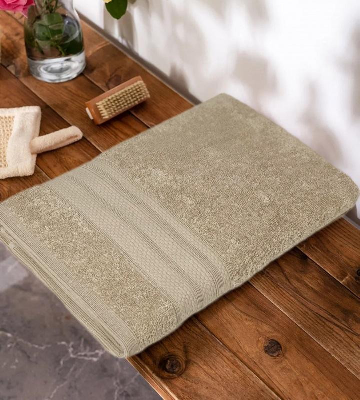 Полотенце махровое хлопковое KARVEN PETEK BORDUR DUZ H5160 LUX COTTON bej2 70х140