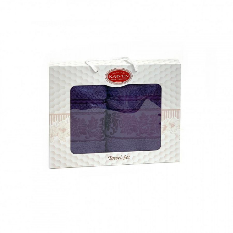 Набор полотенец махровых хлопковых KARVEN HS1691 SUMBUL V7 темно-лиловый 50х90 (1шт), 70х140 (1шт)