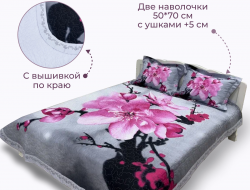 Покрывало из сатина стеганное с вышивкой DIVA AFRODITA PREMIUM 037 ЛИАНА 220х240 с наволочками 50х70 (2шт)