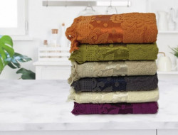 Набор полотенец махровых хлопковых KARVEN H1982 SARMASIK SACAKLI 50х90 (6шт)