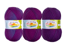 Пряжа ALPINA ROMANTIC №10 фиолетовая-сиреневая-светло-синяя 100% шерсть 5 шт х 100 гр, 300 м +/- 15 м
