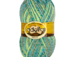 Пряжа ADELIA NELLY №11 светло-голубая-светло-зеленая 70% шерсть, 30% акрил, 5 шт х 100 гр, 100 м +/- 5 м