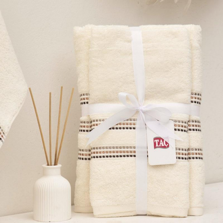 Набор полотенец махровых TAC ELEGANCE KREM кремовый 50х90, 70х140