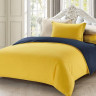 Постельное белье с простыней на резинке из сатина TANGO желтое-синее евро