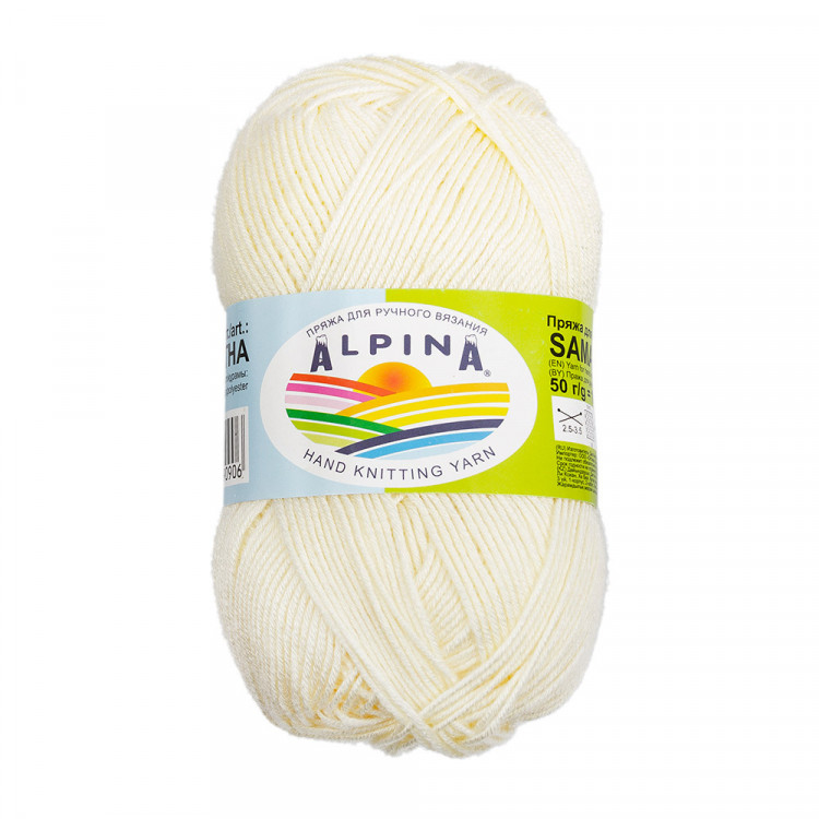 Пряжа ALPINA SAMANTHA №03 шампань 75% вискоза, 25% полиэстер 10 шт х 50 гр, 160 м +/- 10 м