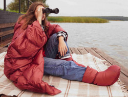 Дорожный плед-пончо пуховый GERMAN GRASS Travel Cape Plaid Grass Marsala 130х170