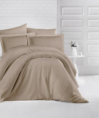 Постельное белье из страйп-сатина KARVEN N020 CIZGILI BEIGE 50х70 (1шт), 70х70 (1шт) 1,5-спальное