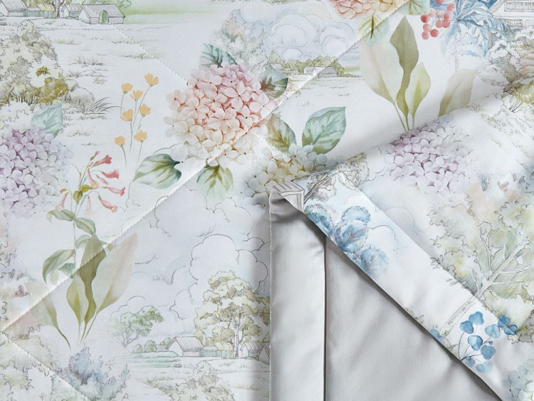 Постельное белье из египетского хлопка Premium с летним одеялом ASABELLA Акварель 50х70 (2шт) 1,5-спальное