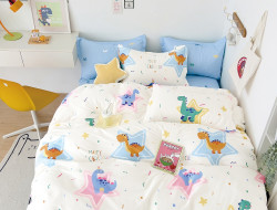 Постельное белье из твил-сатина TANGO веселые динозаврики 70х70 (2шт) 1,5-спальное