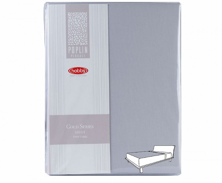 Простыня из поплина HOBBY HOME GOLD светло-серая 220х240