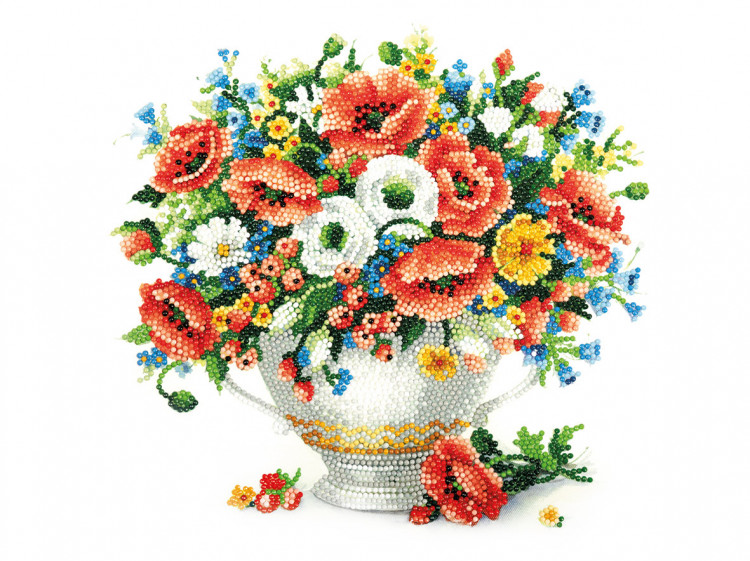 Кристальная (алмазная) мозаика ФРЕЯ ALPD-002 на подрамнике Маки и незабудки