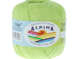 Пряжа ALPINA LILY №145 ярко-зеленая 100% мерсеризованный хлопок 10 шт х 50 гр, 175 м +/- 5 м