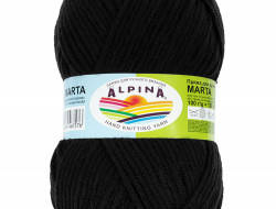 Пряжа ALPINA MARTA №002 черная 100% тактифил 5 шт х 100 гр, 120 м +/- 6 м