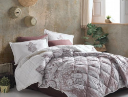 Покрывало из хлопка стеганое KARVEN Y924 AZKA V2 KAHVE 240х260 с наволочками 50х70 (2шт)