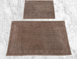 Набор ковриков для ванной хлопковый KARVEN KV419 GREK темно-бежевый 50х60 (1шт), 60х100 (1шт)