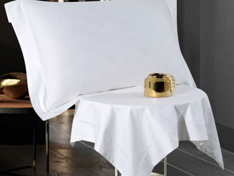 Постельное белье с летним одеялом из хлопкового жаккарда ASABELLA Гексагон 50х70 (2шт) 1,5-спальное