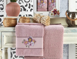 Набор полотенец махровых LARA светло-розовый 50х90, 70х140 в коробке