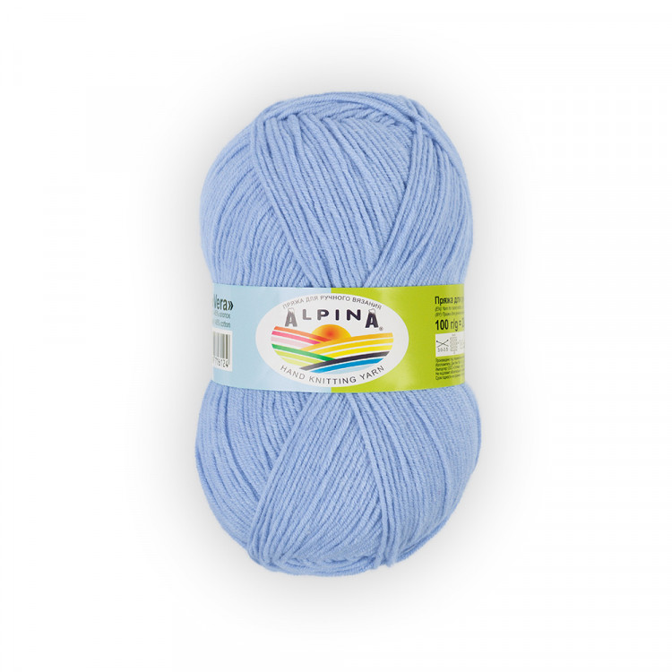 Пряжа ALPINA VERA №49 бледно-голубая 55% акрил, 45% хлопок 5 шт х 100 гр, 280 м +/- 15 м