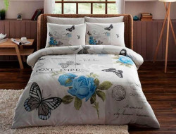 Постельное белье из ранфорса TAC HAPPY DAY NINA серое евро