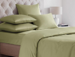 Простыня на резинке из сатина SAILID SL-11-140 хаки 140х200х25