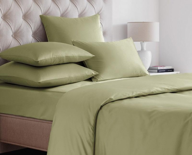 Простыня на резинке из сатина SAILID SL-11-140 хаки 140х200х25