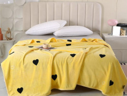 Плед из микрофибры CRISTELLE FLAMENCO сердечки на желтом 200х220