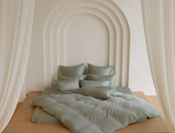 Постельное белье с простыней на резинке 160х200 GERMAN GRASS OLIVE BRILLIANT GRASS 70х70 (2шт) 1,5-спальное